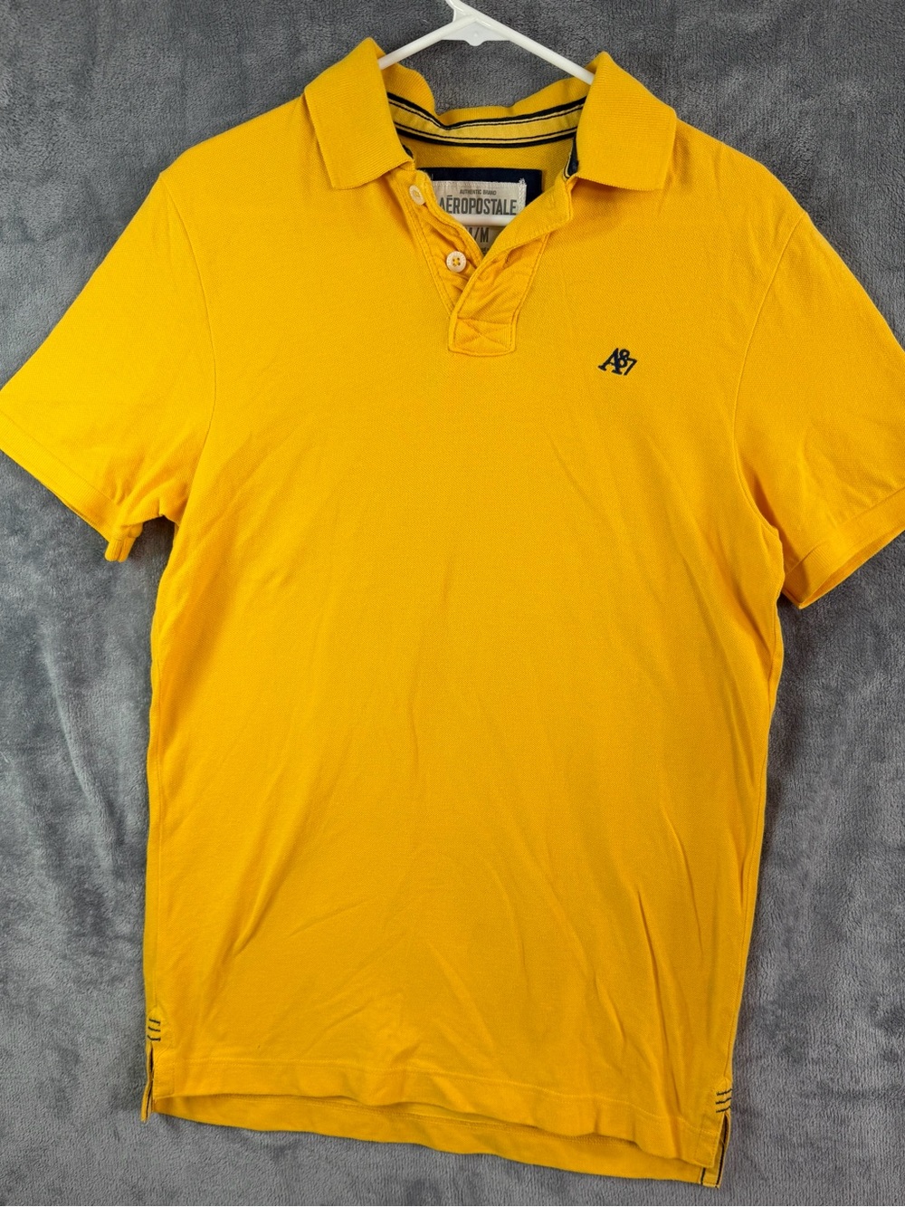 Aeropostale A87 Yellow Polo Shirt Mens Medium Short Sleeve Cotton